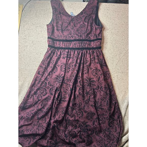 Rabbit Rabbit Rabbit Raised Velvet Dress Maroon Black Whimsygoth Fairy Witchy 8 - Picture 6 of 11